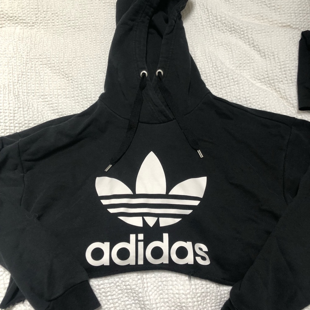 Black cropped adidas hoodie